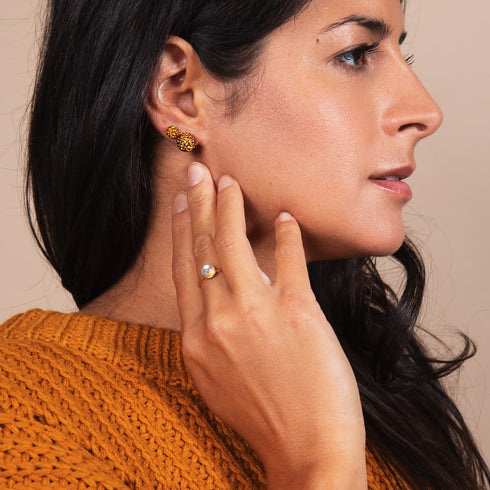 Bernsteinkristall | 925er Sterlingsilber | Mini-Kikiballa-Ohrringe